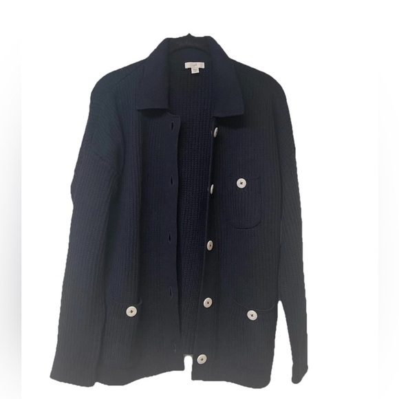 NWOT J.Jill Cardigan Navy Blue long chunky knit cardigan Size MP - Picture 7 of 7